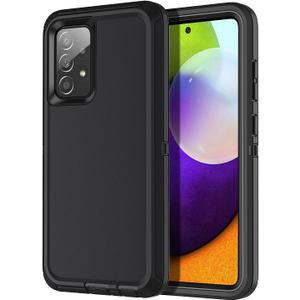 I-HONVA for Samsung Galaxy A52 5G Case Shockproof Dust/Drop Proof 3-Layer Full Body Protection [Without Screen Protector] Rugged Heavy Duty Cover Case for Galaxy A52 5G 2021,Black
