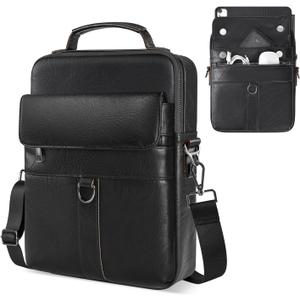 13 Inch Laptop Leather Sleeve for 2026-2022 MacBook Air 13 M5 M4 M3 M2 A3449 A3240 A3113 A2681, 13" MacBook Neo A18, Protective Carrying Bag Shoulder Travel Case with Pockets, Black