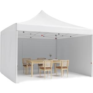 Heavy Duty 10x10 Commercial Canopy Tent with 3 Removable Sidewalls,Waterproof Instant Pop Up Shelter for Weddings/Parties/Events,Includes Upgraded Roller Bag, Stakes & Ropes,White