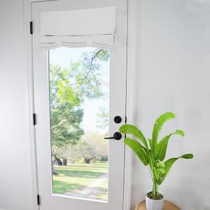 WdFour Side Door Curtains for Window, Room Darkening Solid Color Window Covering for Glass Door, Front Sidelight Curtain Tie up Shade 34W x 70L Inches, 1 Panel, Greyish White