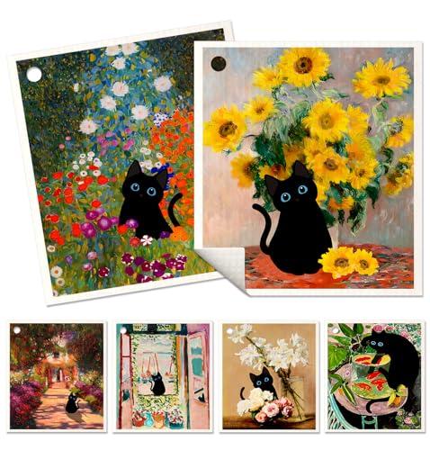 Miss Adola 6 Pack Swedish Dishcloths for Kitchen - Reusable Dish Cloths for Washing Dishes Absorbent Cute Funny Kitchen Towels Cleaning Sponge, Floral Cat