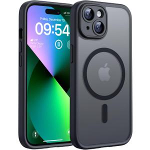 TOCOL Magnetic for iPhone 13 Case, Upgraded Full Camera Protection, Compatible with Magsafe, Drop Protection, Translucent Matte Back Bumper Phone Cover 6.1-Inch (Black)