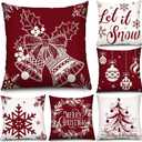 Tatuo 6 Pcs Christmas Pillow Covers Cushion Covers Decoration Christmas Pillow Cover Holiday Decor Throw Pillow Case for Sofa Couch Christmas Office Bedroom Decorations (Warm Style,18 x 18 Inch)