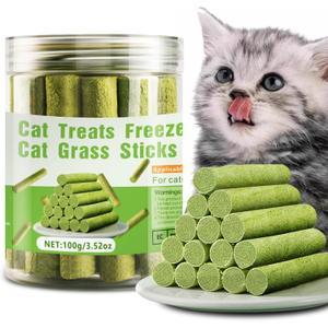 Cat Natural Grass Teething Sticks 100g, Kitten Chew Stick for Hairball Removal, Dental Care, Increase Appetite, Catnip Toys Cat Nip Treat Toys Edible Kitty Toys for Indoor Kittens (Medium, catnip)