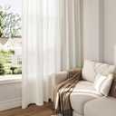 Nanspring Linen Curtains 96 Inches Long for Living Room 2 Panels Back Tab Modern Farmhouse Light Filtering 8ft Ceiling to Floor Privacy Boho Drapes for Bedroom Dining Ivory Cream W52 x L96