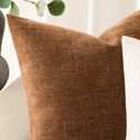 Foindtower Pack of 2 Soft Textured Chenille Throw Decorative Pillow Covers Square Accent Solid Cushion Cover Cozy Farmhouse Pillow Case with Zippe for Couch Sofa Bed Living Room 16x16 Inch, Bronze