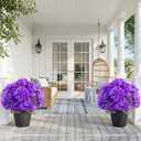 Daynight 8 Pcs Hydrangea Artificial Flowers Outdoor Silk Bouquets, UV Resistant Faux Hydrangeas Flowers for Table Vase Centerpieces Outside Party Wedding Baby Shower Home Outdoor Decor (8, Purple)