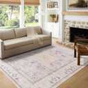 Auemtyn 10x14 Washable Area Rug for Living Room, Pink Rug with Non Slip Backing, Low Pile Carpet for Bedroom, Dinning Room (Multi Pink, 10'x14')