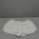 BEAUDRM Women's Y2k Ruffle Shorts Lace Lolita Bloomers Elastic Waist Bow Front Shorts Micro Boyshorts Solid White Small