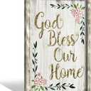 Inspirational Home Wall Art Decor: Christian Signs Wooden Framed Print Decoration Farmhouse God Bless Sayings Picture Religious Quotes Artwork for Bedroom Living Room Dining Room (16" x 24")