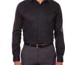 Van Heusen Men's Dress Shirt Regular Fit Flex Collar Solid (17" Neck 34"-35" Sleeve, Black)