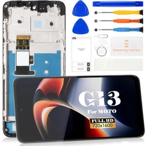 for Motorola Moto G13 LCD Display for Motorola Moto G23 Screen Replacement for G13 G23 Touch Digitizer Assembly Repair Kits (Black,with Frame)