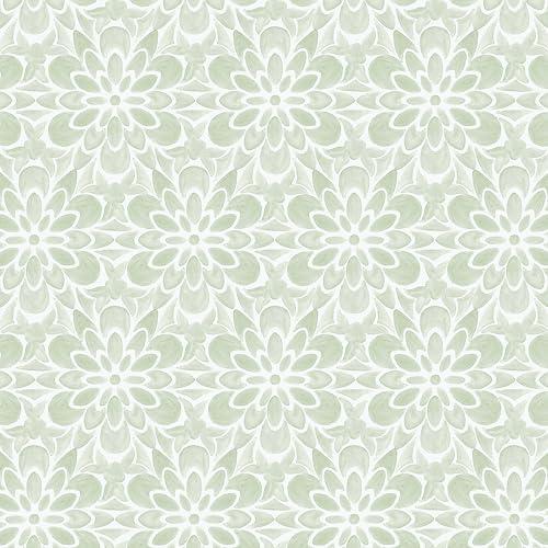 EeeComing Green Peel and Stick Wallpaper Modern Contact Paper Boho Floral Removable Wallpaper for Bedroom Self Adhesive Vinyl Roll 197in x17.3in