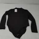 REORIA Women’s Sleeveless Long Sleeve Mock Turtle Neck Bodysuit Soft Slim Fit Stretchy Layer Top Classic Jumpsuit Black L