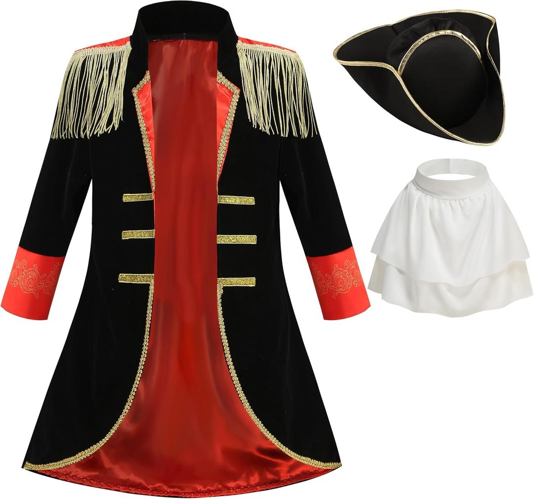 GRAJTCIN Colonial Costume Boys Revolutionary War Costume Kids 18th Century Historical Halloween Costume (3-4Y, Napoleon Black) GRAJTCIN Colonial Costume Boys Revolutionary War Costume Kids 18th Century Historical Halloween Costume (3-4Y, Napoleon Black)