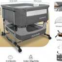Twin Bassinet for 2 Babies with 2-Pack Waterproof Sheets and Hanging Diaper Organizer, Bedside Double Bassinet for Twins, Rocking Bassinet for Baby with Storage Basket, Includes Mattress