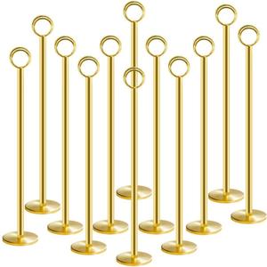 Urban Deco 12PK Table Number Holders Place Card Holders 12 Inch Table Card Holders Steel Card Holders for Photos, Food Signs, Memo Notes, Weddings, Restaurants, BirthdaysGold
