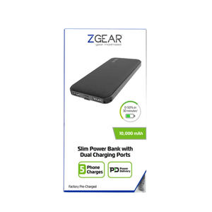 Zgear 10000 mAh Dual Port Power Bank with USB-C Port