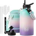 DYSANKY Insulated Water Bottle | Thickened Stainless Steel Vacuum Metal Portable Sports Half Gallon Large Water Jug for Gym and Hiking with Straw, Carrier Bag, Handle Strap | BPA-Free 64 oz