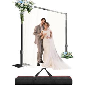 Heavy Duty Backdrop Stand, Pipe and Drape Backdrop Stand Kit, Adjustable Metal Frame, Background Stand Backdrop for Wedding Birthday Party Decorations 8.9x10ft-Black