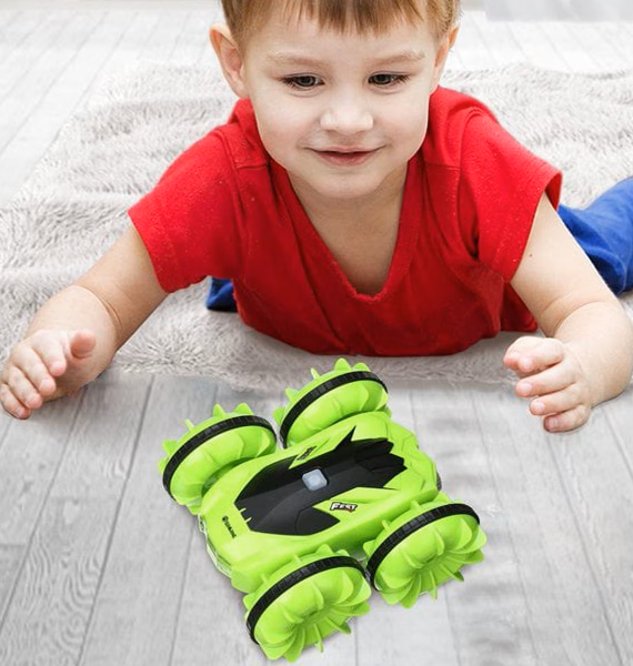 POINTERTECK X Rc Car 1 20 for Kids RC Stunt Car Land Water 2 in 1 RC Toy Car Waterproof Remote Remote Control Car, Green