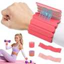 Abahub Adjustable Wrist & Ankle Weights 2Pack, Wearable Silicone Weighted Bracelet for Women, Arm Leg Weights for Home Gym Workout, Jogging, Yoga & Pilates, Pink, 2.2LB