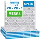 Aerostar 20x20x1 Air Filter MERV 8 (For Allergies, Dust, Lint, Mold & Pet Dander) - Electrostatic MPR 600 & FPR 5 - Pleated HVAC AC Furnace Air Filters - Pack of 6