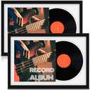 Colingmill 2 Pcs Vinyl Record Display Frame 16x22 Inches Double Groove Record Album Frame and 12.5×12.5 Inch Album Cover Art for Wall Mounting Home Decor (White Matting)