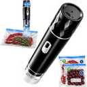 Compact Vacuum Sealer for Food, Powerful Handheld Vacuum Sealer with Visible Liquid Control, 20 Reusable Vacuum Bags, Keeps Food Fresh 12x Longer, Idea for Meal Prep, Fridge Storage (Black)