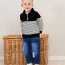 Baby Toddler Boy Clothes Fall Winter Boys Outfits Quarter Zip Pullover Sweatshirt Jeans Denim Pants Sweatsuit Set (Black)