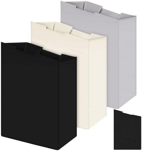 Windyun 3 Pcs Hypotenuse Laundry Sorter Replacement Bags Hamper Cart Removable Replacement Bags Laundry Storage Organizer Bag Hamper Liner, No Hooks 14.76 x 8.66 x 23.23/19.29" (Black,Beige,Gray)