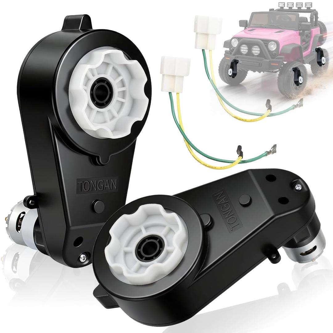 12V Powered Wheels Motor Gearbox Replacement 2 Pcs RS550 40000RPM High Speed Upgrade Set Compatible with Most Ride On Toys, Kids Electric Cars for Powered Wheels Replacement Parts