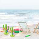 Gejoy 2 Pieces Inflatable Cactus Ring Toss Game Set Floating Swimming Ring Toss with 10 Pieces Inflatable Rings for Summer Hawaiian Pool Beach Luau Party Supplies