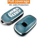 for Honda Key fob Cover with Leather Keychain Soft TPU Full Cover Protection,for 2022 2023 2024 2025 Civic Accord HR-V Pilot CR-V,5-Buttons Key Fob Shell(Storm Blue)