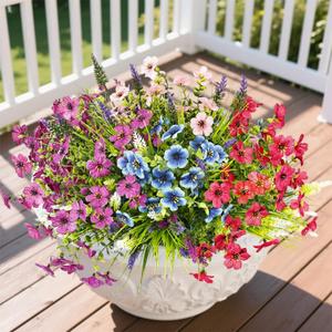 Artificial Flowers for Outdoors Indoors, 20 Bundles Faux Daisy Flowers in 6 Colors, UV Resistant Fake Plants for Garden Decor, Porch, Patio, Window Box, Outdoor Decoration
