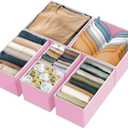 Simple Houseware Underwear Drawer Organizer for Lingerie/Undergarment/Bra/Panty/Sock/Onesie, Set of 6, Pink