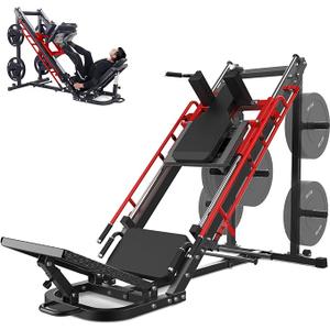 GarveeLife Leg Press Hack Squat Machine, 2 in 1 Leg Press Machine for Home Gym with Linear Bearing, Specialty Hack Squat Machine with Calf Block for Full Lower Body Workout (Black/Red)