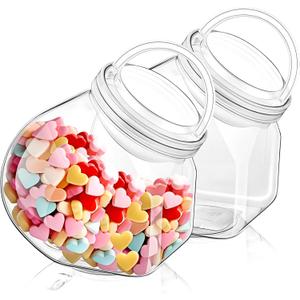 Umigy 2 Pack Plastic Candy Jars with Lids 68 Oz Clear Cookie Jars with Portable Handle Lid for Candy Buffet Wide Mouth Canister Container for Kitchen, Party Table, Home Storage