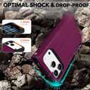 TUCCH Detachable Case Wallet for iPhone 17 Pro (6.3") 2025, Wrist Strap | 4 Card Slots RFID Blocking | Wireless Charging | Stand | 2-in-1 Magnetic | PU Leather | Shockproof Folio Cover | Plum Purple