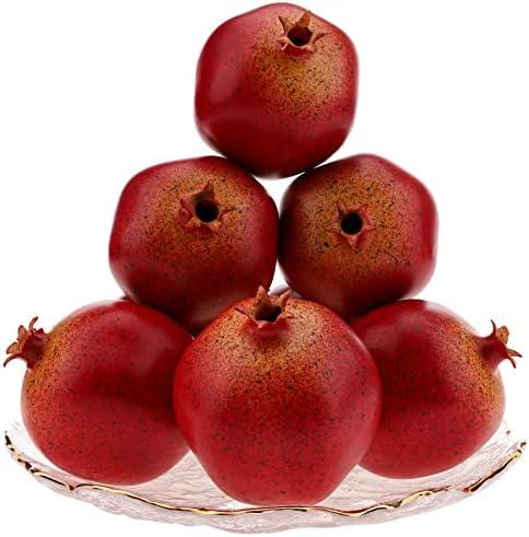 Meiwlong 6PCS Fake Pomegranates Artificial Pomegranate Fruit Bowl Fillers for Home Decor,Lifelike Faux Fake Fruit,Kitchen Table Centerpiece Decor, Wedding Party & Indoor Photography Props