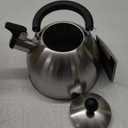 Primula Stewart Whistling Stovetop Tea Kettle Food Grade Stainless Steel, Hot Water Fast to Boil, Cool Touch Folding, 1.5-Quart, Brushed with Black Handle