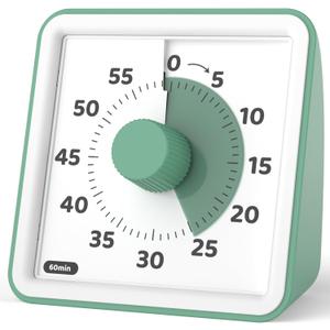 LIORQUE Visual Timer for Kids, 60-Minute Countdown Timers for Classroom Office Kitchen with Silent Operation, Kids Timer for Teaching (Batteries Included)