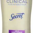 Secret Antiperspirant and Deodorant for Women, Clinical Strength Invisible Solid, Clean Lavender Scent, 2.6 Oz