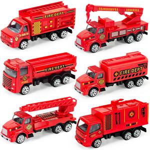 6 Pack Diecast Fire Truck Toy, Mini Fire Trucks for Toddlers 3-5, Kids Fire Engine Emergency Vehicles Set for Boys Girls Age 3 4 5 6 7 Years Old Party Favors & Goodie Bags Stuffers