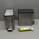 EKO Slim Small Bathroom Trash Can with Lid, Stainless Steel Kitchen Garbage Can with Removable Inner Bucket, 6L / 1.6 Gal 2 Pack Step On Trash Can Combo