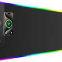 GIM Wireless Charging RGB Gaming Mouse Pad 15W, LED Mouse Mat 900x400x4MM, 10 Light Modes Extra Large Mousepad Non-Slip Rubber Base Computer Keyboard Mat for Gaming, MacBook, PC, Laptop, Desk (Big-Black)