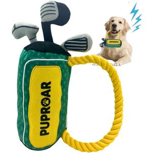 Golf Dog Toy  Birthday Dog Toy, Funny Plush Squeaky Puppy Gift with Rope & Crinkle, Golf Bag Gift