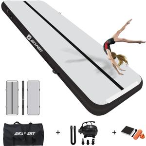 AKSPORT Inflatable Gymnatsics Mat Tumble Track 10ft 13ft 16ft 20ft 23ft Air Tumbling Mat with Air Pump for Home Use/Training/Cheerleading/Yoga