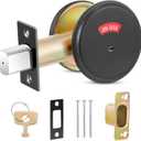 Tandefio 1 Pcs Deadbolt with Occupancy Indicator, Vacant Occupied Bathroom Lock 304 Stainless Steel Lock Indicator for Commercial Restroom Fit Door Thickness from 1 3/8" to 2", Satin Chrome (Black)