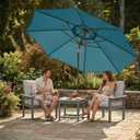 Kingdura 9FT Outdoor Patio Umbrella, Market Table Umbrella with Push Button Tilt and Crank, 8 Sturdy Fiberglass Ribs, UV Protection for Pool, Lawn, Deck, Backyard, Garden (Lake blue)